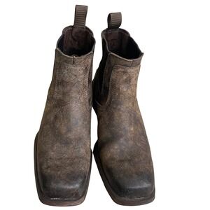 Ariat rambler Mens Distressed Brown Leather Chelsea Boots Square Toe Sz 10EE